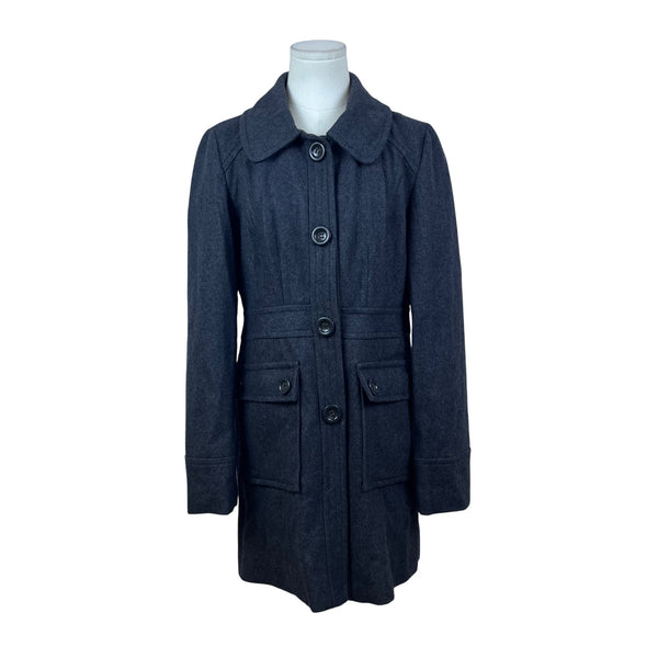 Anthropologie Tulle Women's Charcoal Wool Blend Button Front Coat Sz L