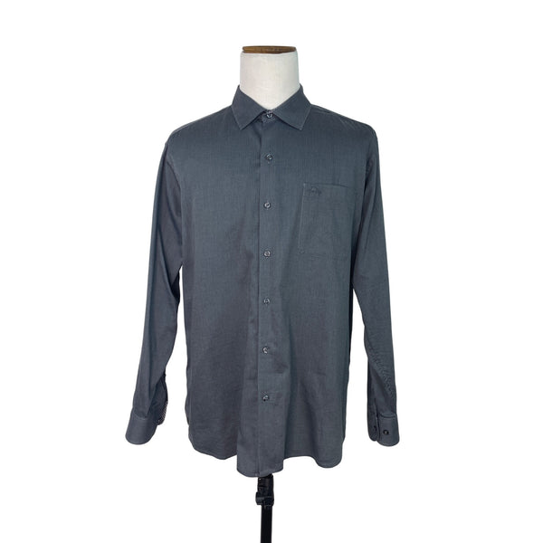 Tommy Bahama Mens Gray Long-Sleeve Button-Up Shirt With Pocket Size L