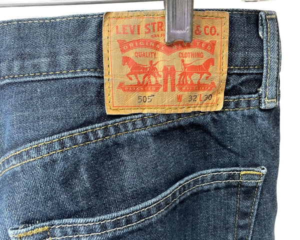 Levis Mens Blue Denim Medium Wash Straight Leg 505 Jeans W32 L30 Vintage Style