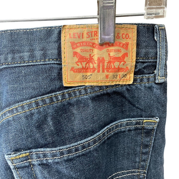 Levis Mens Blue Denim Medium Wash Straight Leg 505 Jeans W32 L30 Vintage Style