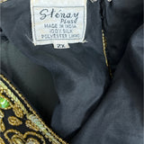 Vintage Stenay Black Silk Beaded Top With Embroidered Accents Sz 2X