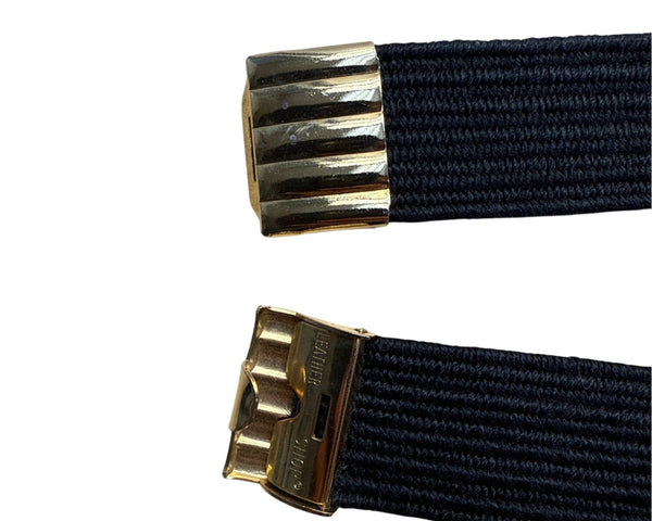 Vintage Leather Shop Black Woven Belt With Gold-Tone Clasp & Multicolor Accent