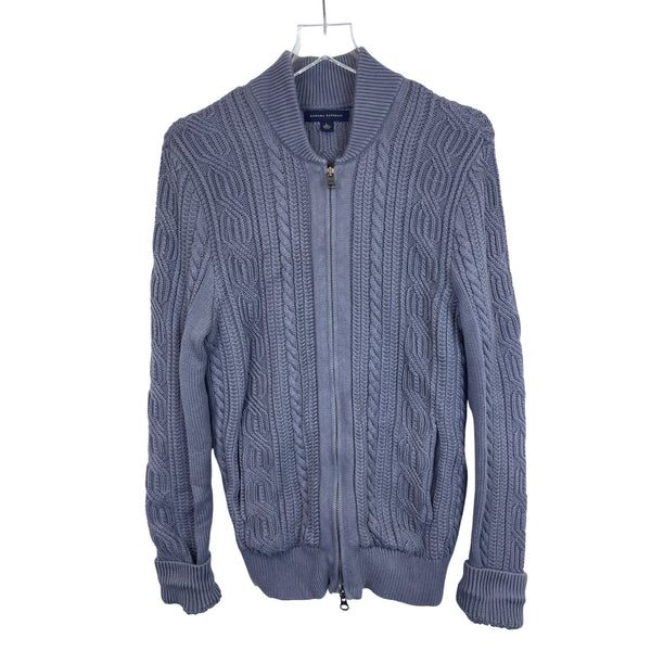 Banana Republic Mens Gray Cable Knit Cotton Full Zip Cardigan Sweater Large