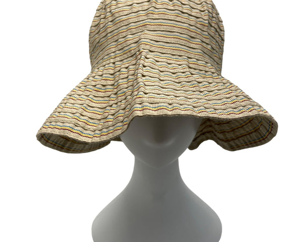 Grevi Firenze Striped Cotton Bucket Hat With Wide Brim - Made in Italy