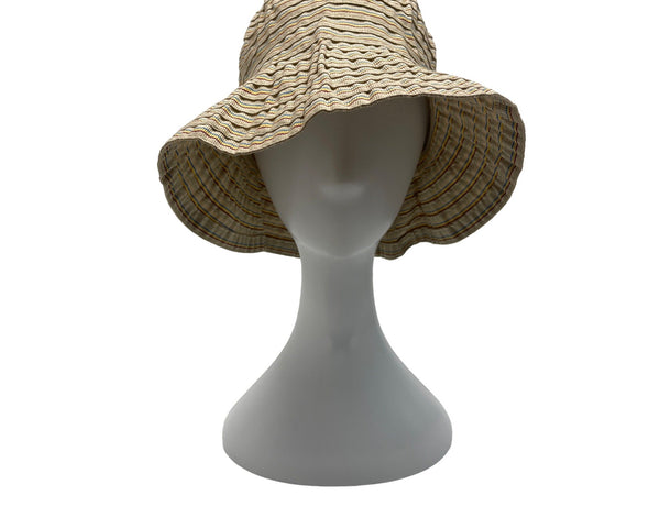 Grevi Firenze Striped Cotton Bucket Hat With Wide Brim - Made in Italy