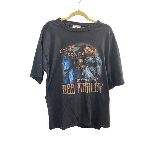 Universal Mens Black Bob Marley Graphic T-Shirt XL Cotton Music Tribute