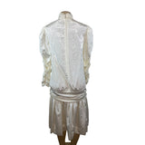 Vintage Stephanie’s Child White Satin Long Sleeve Dress With High Neck Sz 14