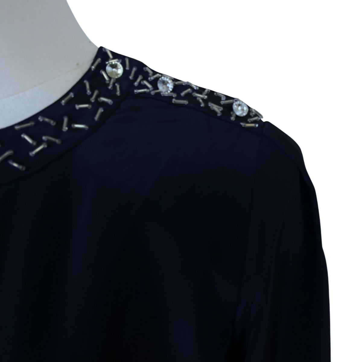 Vintage Chaus Black Women's Embellished Beaded Blouse Long Sleeve Size 6