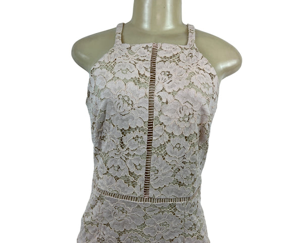 Vince Camuto Sleeveless Lace Halter Sheath Dress With Floral Pattern Size 6