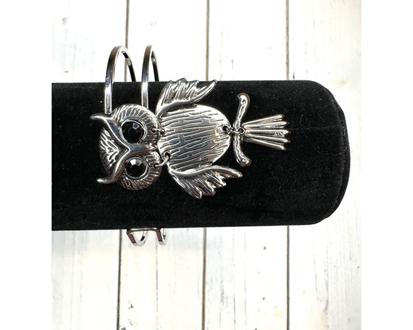 Vintage Silver Tone Owl Cuff Bracelet