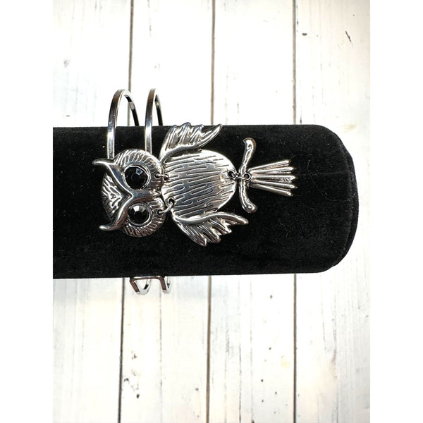 Vintage Silver Tone Owl Cuff Bracelet