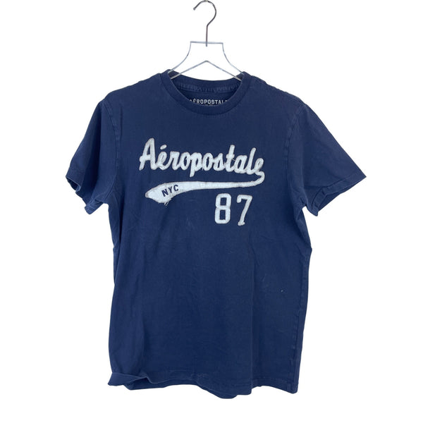 Aeropostale Mens Blue Cotton Graphic Tee NYC 87 Logo Crewneck Size M