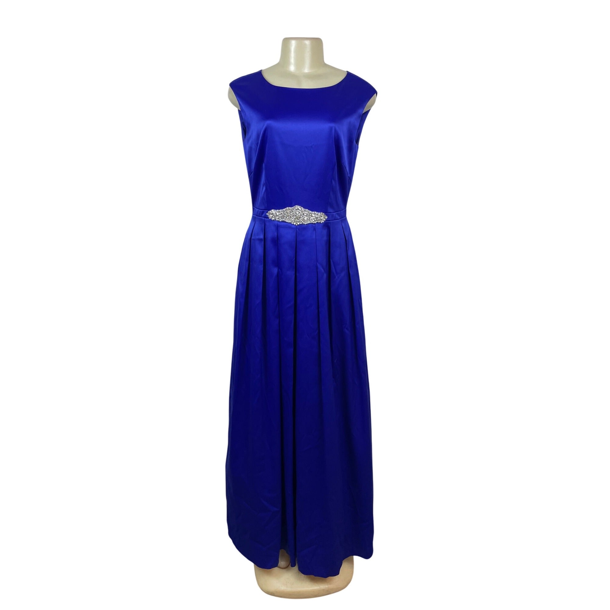 Tahari Vintage Style Royal Blue Sleeveless Evening Gown Embellished Waist Size 6