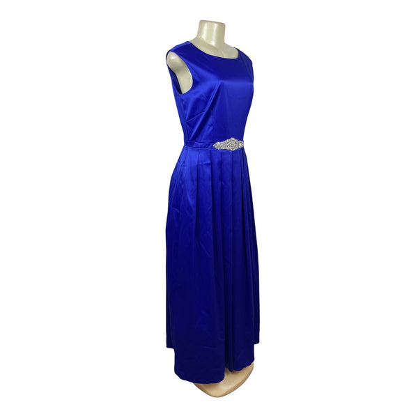 Tahari Vintage Style Royal Blue Sleeveless Evening Gown Embellished Waist Size 6