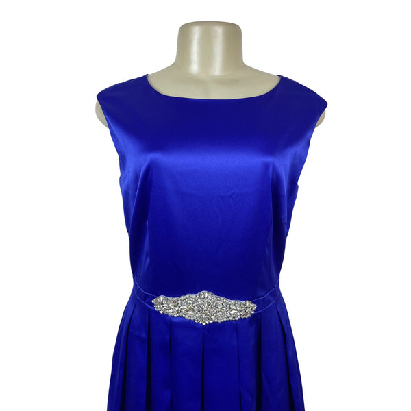 Tahari Vintage Style Royal Blue Sleeveless Evening Gown Embellished Waist Size 6