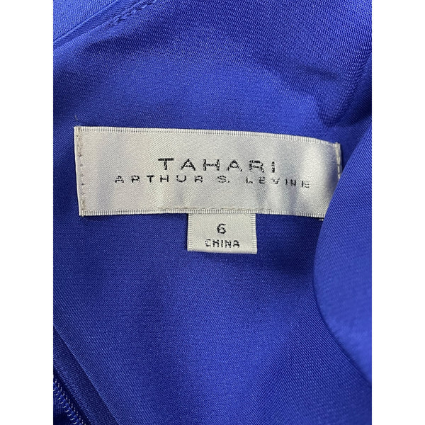 Tahari Vintage Style Royal Blue Sleeveless Evening Gown Embellished Waist Size 6