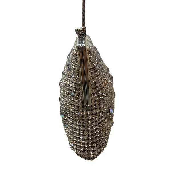 Vintage Made in Western Germany Silver Tone and Sparkly Rhinestone Evening Purse Size S