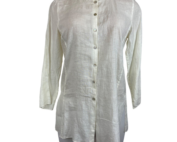 Eileen Fisher Women's White Linen button Up Long Sleeve Shirt Sz Petite S - NWT