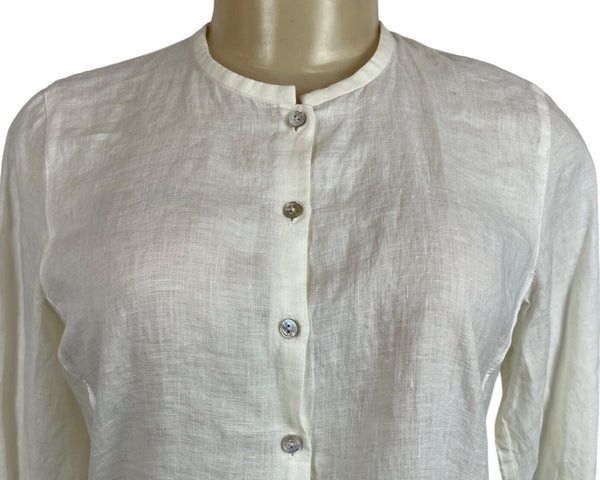 Eileen Fisher Women's White Linen button Up Long Sleeve Shirt Sz Petite S - NWT