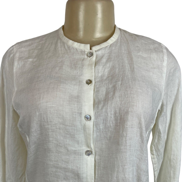 Eileen Fisher Women's White Linen button Up Long Sleeve Shirt Sz Petite S - NWT