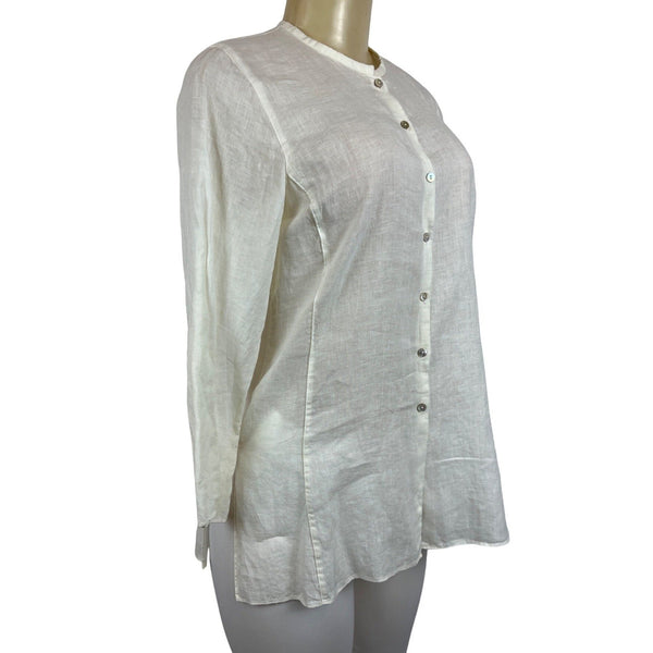 Eileen Fisher Women's White Linen button Up Long Sleeve Shirt Sz Petite S - NWT