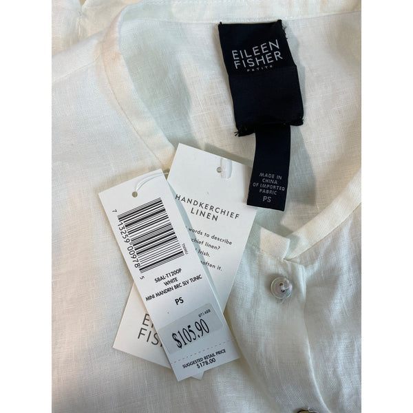 Eileen Fisher Women's White Linen button Up Long Sleeve Shirt Sz Petite S - NWT