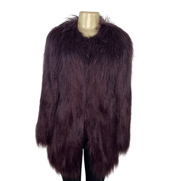 Unreal Fur Womens Faux Fur Coat In Plum Purple Size XS