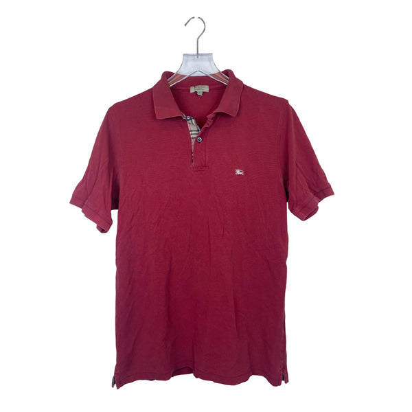 Burberry Mens Red Cotton Short Sleeve Polo Classic Fit Shirt Size M