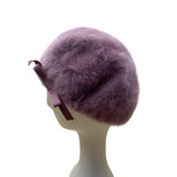 Kangol Womens Purple Lavander Angora Beret Hat With Bow Accent One Size