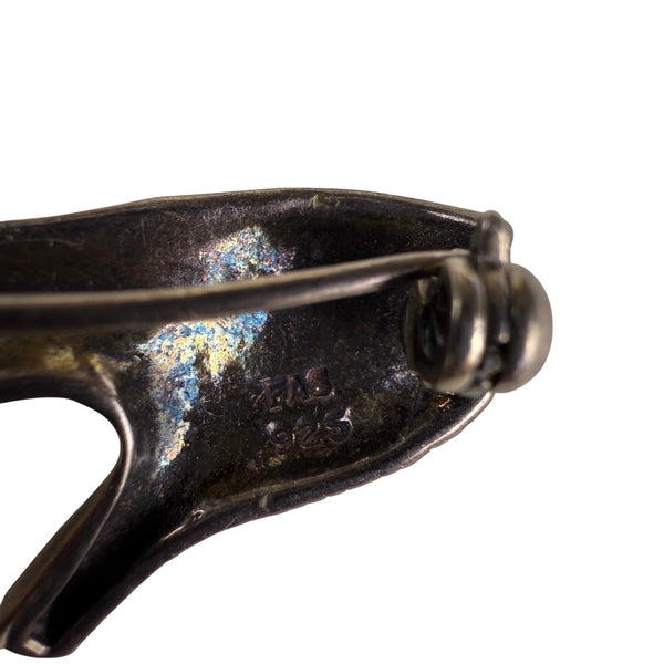 Sterling Silver Womens High Heel Shoe Brooch With Marcasite Stones Elegant