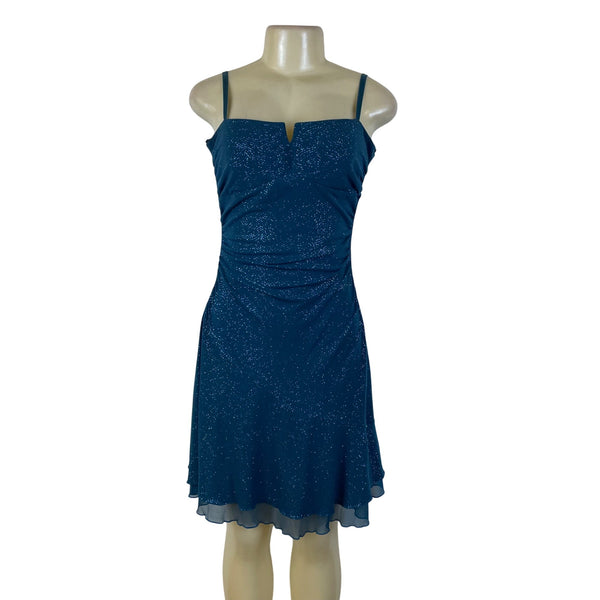 City Triangles Women’s Teal Glitter Backless Cocktail Dress Size L