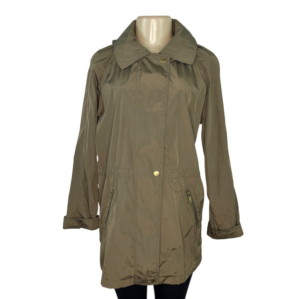 Nautica Womens Olive Green Hooded Rain Jacket Sz M