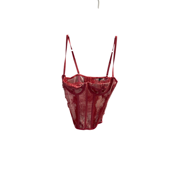 Shein Womens Red Lace Corset Top Size Small