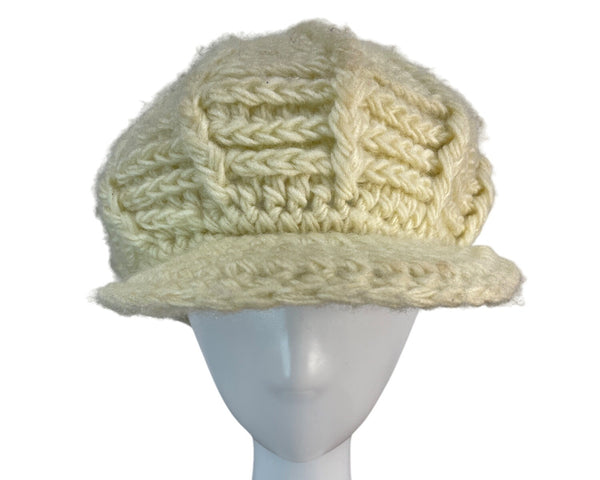 Handmade Chunky Knit Cream Acrylic fiber Newsboy Cap