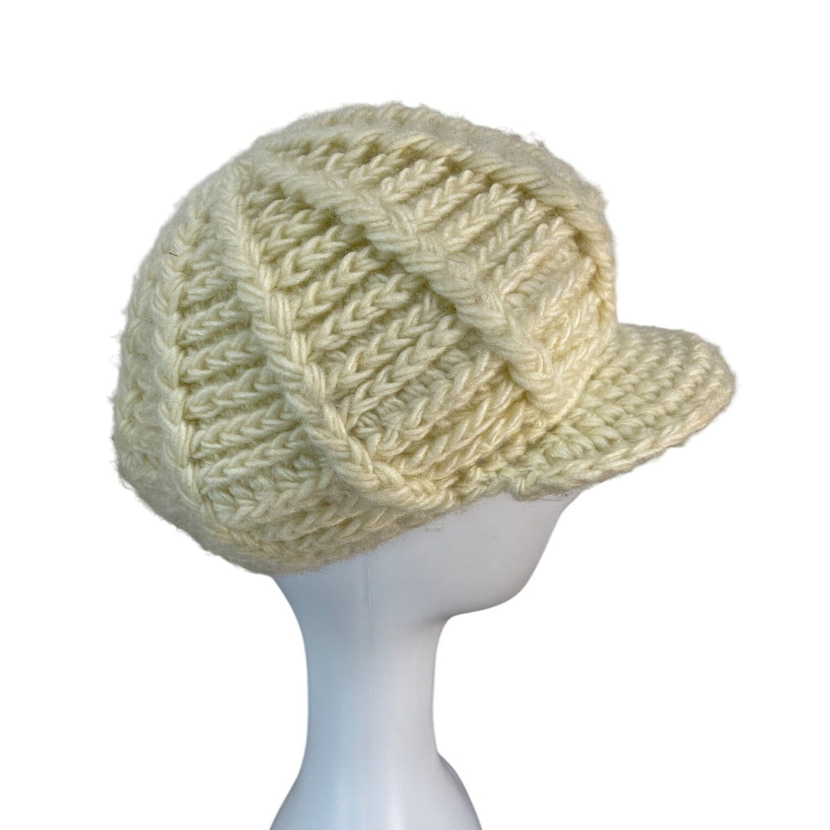 Handmade Chunky Knit Cream Acrylic fiber Newsboy Cap