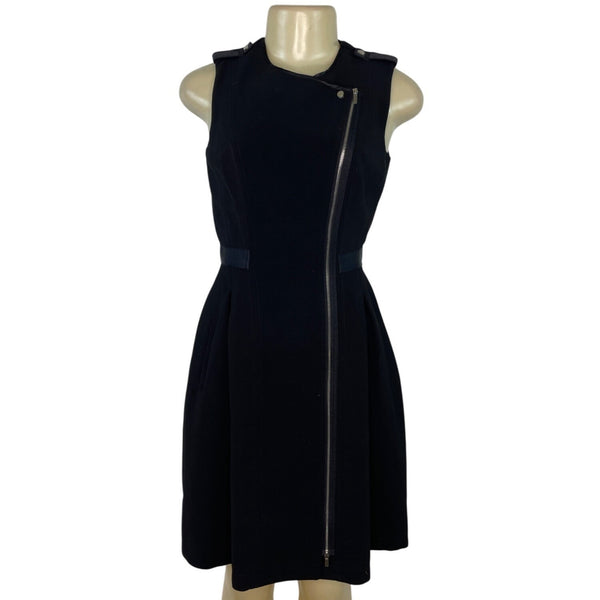 White House Black Market Women’s Sleeveless Black Asymmetrical Zip Dress Sz 0