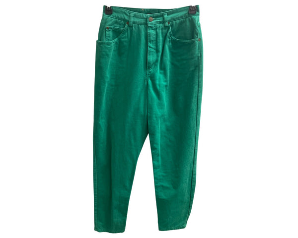 Vintage Lizwear Womens Green Denim Jeans Size 12 Straight Leg