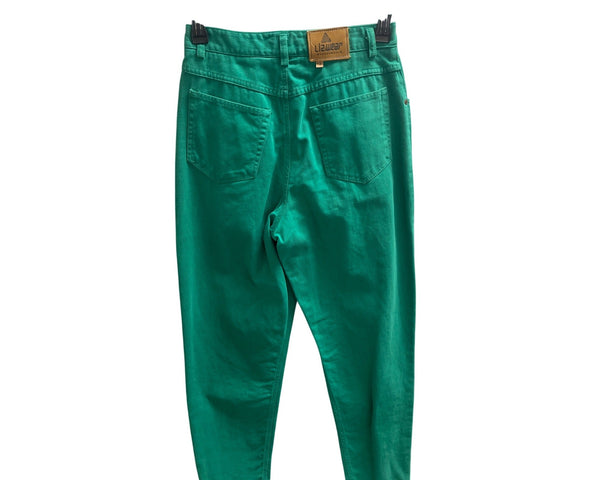 Vintage Lizwear Womens Green Denim Jeans Size 12 Straight Leg