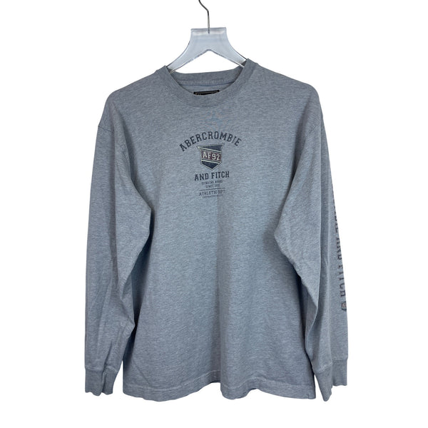 Abercrombie & Fitch Mens Gray Cotton Long Sleeve Graphic Crewneck Shirt Size M
