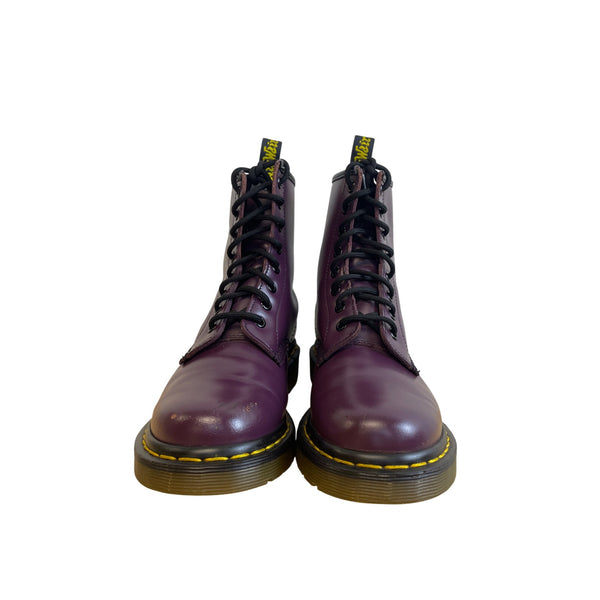 Dr. Martens Unisex Purple Smooth 1460 8-Eye Boots Durable Leather Lace-Up UK 6