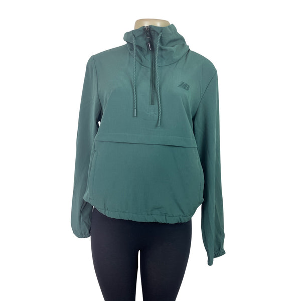 New Balance Womens Green Quarter Zip Pullover Jacket Lightweight Sz S - New