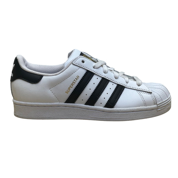 Adidas Unisex White & Black Leather Lace Up Low Top Superstar Sneakers Size 5
