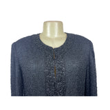 Vintage Lawrence Kayan Women's Black Silk Beaded Blazer Sweater Sz- L