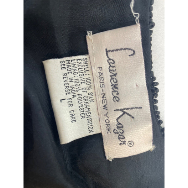 Vintage Lawrence Kayan Women's Black Silk Beaded Blazer Sweater Sz- L