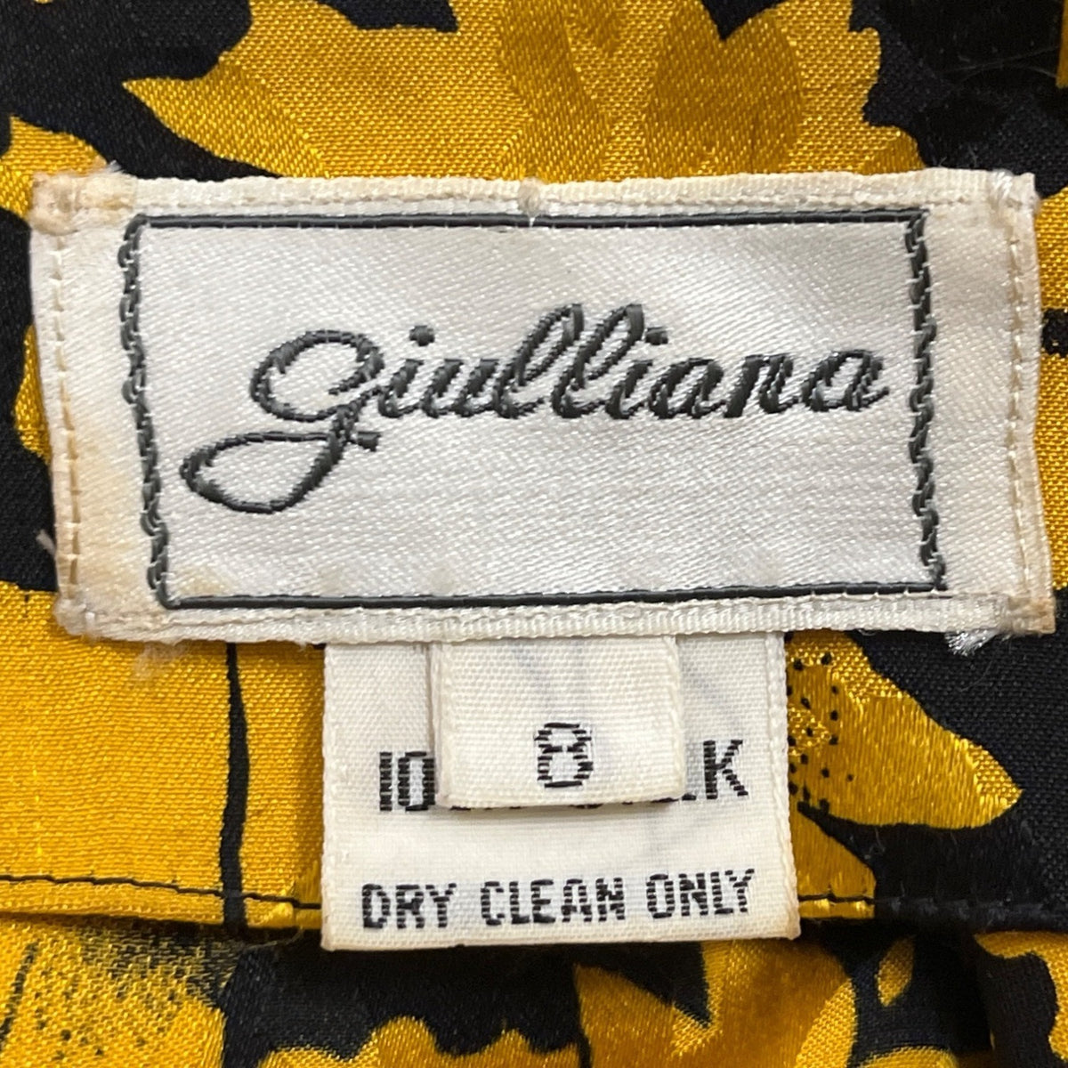 Vintage Giuliana Yellow Black Floral Wrap Blouse With Tie Waist Long Sleeve Sz 8