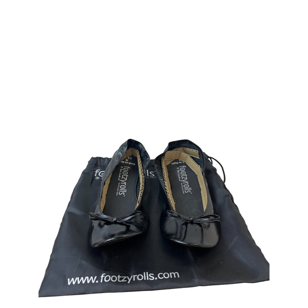 Footzyrolls Womens Black Flats Foldable Travel Shoes Size Unknown