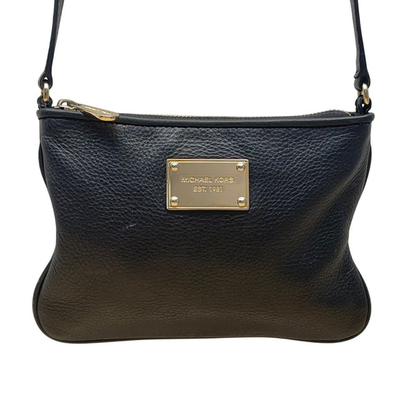 Michael Kors Black Jet Set Crossbody Bag With Gold-Tone Logo Plate Sz S