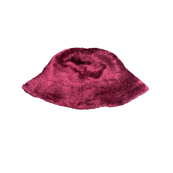 Liz Claiborne Faux Fur Plush Burgundy Bucket Hat Winter Accessory Made In Taiwan