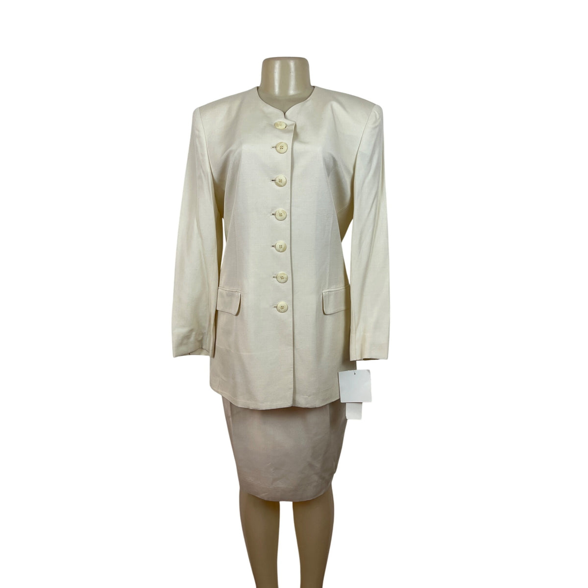 Vintage Jones York Women's Cream Top & Skirt Two Piece Set Size 10