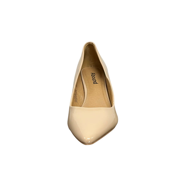 Abound Womens Beige Patent Leather Pointed Toe Block Heel Pumps Size 6.5M Elegant